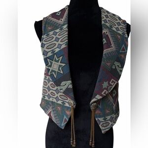 Vintage  Sweet Grass Navajo or southwestern style tapestry vest Size Small